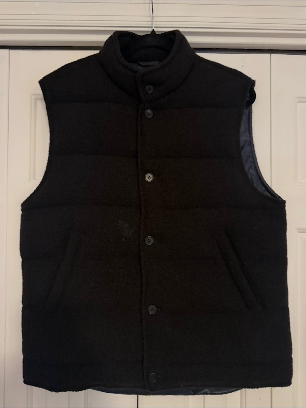 Sid Mashburn Wool Cashball Puffer Vest in Black, Men’s Large